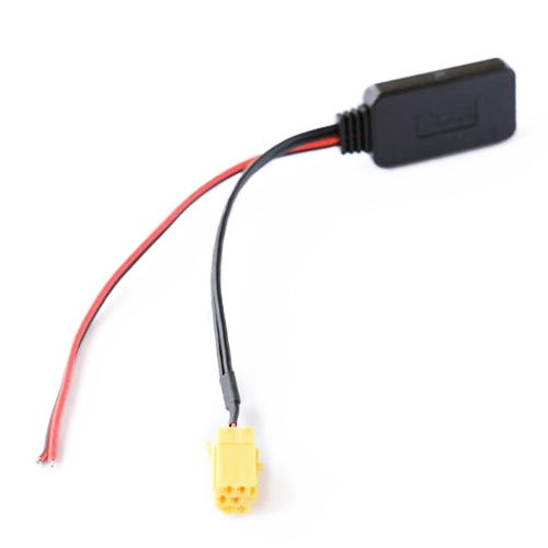 Car Bluetooth AUX adapter cable: black plug housing with red/black leads and yellow connector