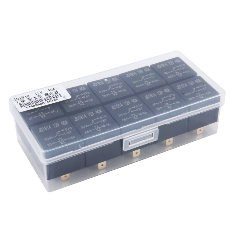 10 PCS JD-1914 40 AMP 12V Waterproof Car Auto Five Plugs Relay, 40A