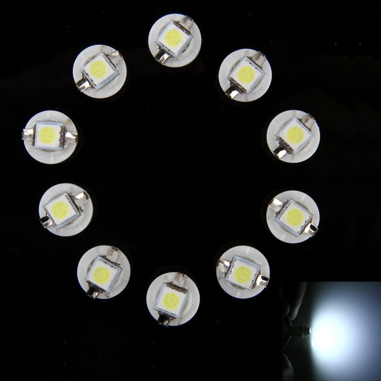 White B8.5 LED wedge bulbs (10-pack) with round bases and yellow LED chips