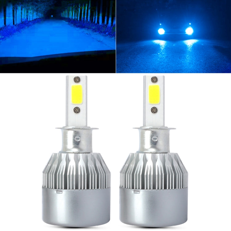 Pair of silver car LED headlight bulbs with white COB light panels
