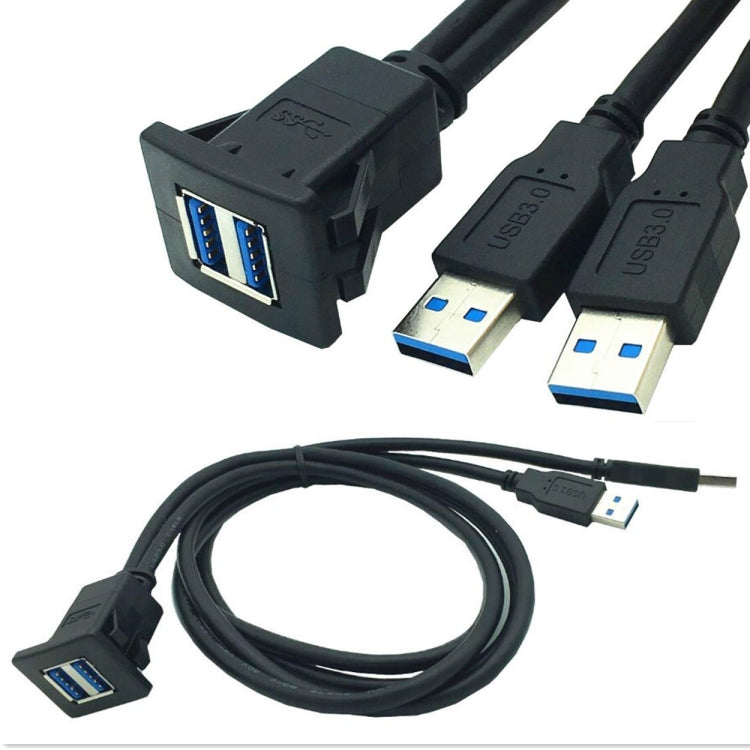 2m USB 3.0 flush-mount dock extension cord with molded panel and blue USB ports