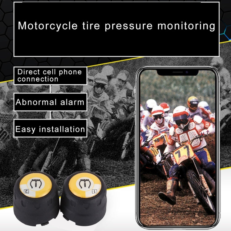 TPMS features graphic with two sensors and phone screen for tire pressure monitoring