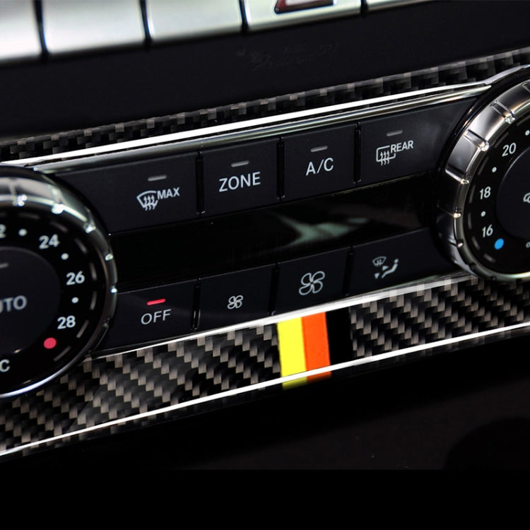 Carbon fiber air conditioning control trim strip with German flag stripe and center window