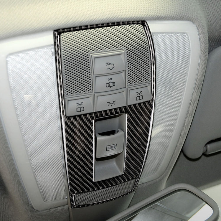 Car reading lamp frame sticker with carbon fiber surround around control buttons