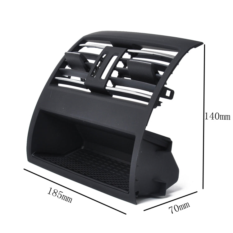 Car AC vent grille insert with black housing and chrome slats, 185x70x140mm