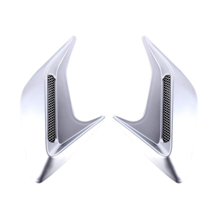 Silver/gray plastic air intake side vent grille covers, pair, with dark mesh inserts