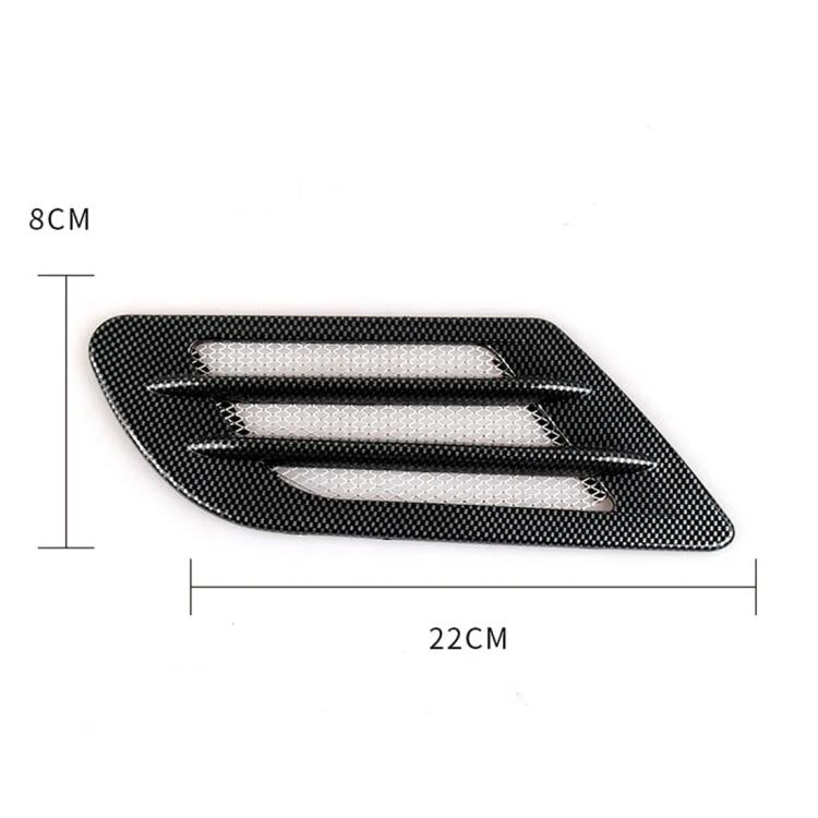 Black hood side vent grille cover, 8cm x 22cm, mesh and slotted fins