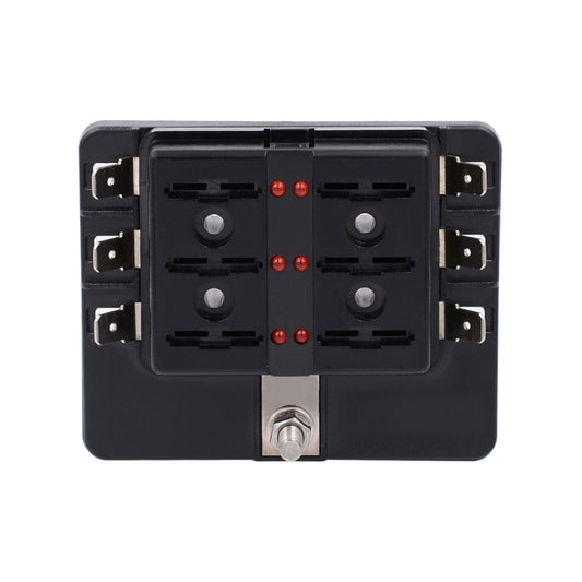 1 in 6 Out Fuse Box PC Terminal Block Fuse Holder Kits with LED Warning Indicator for Auto Car Truck Boat, 1 in 6 Out (PC Terminal Block)