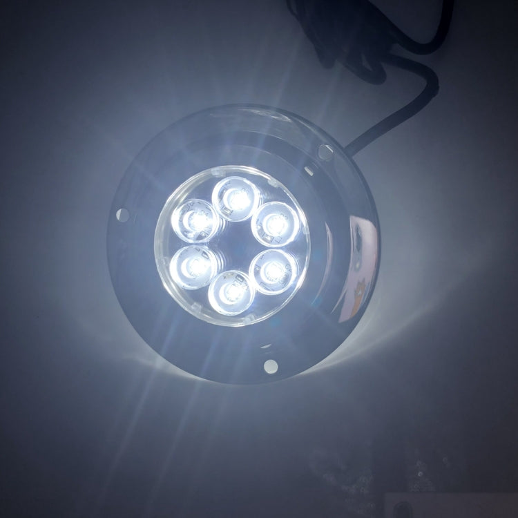 Illuminated 6-LED underwater stainless light with bright white glow through clear lens
