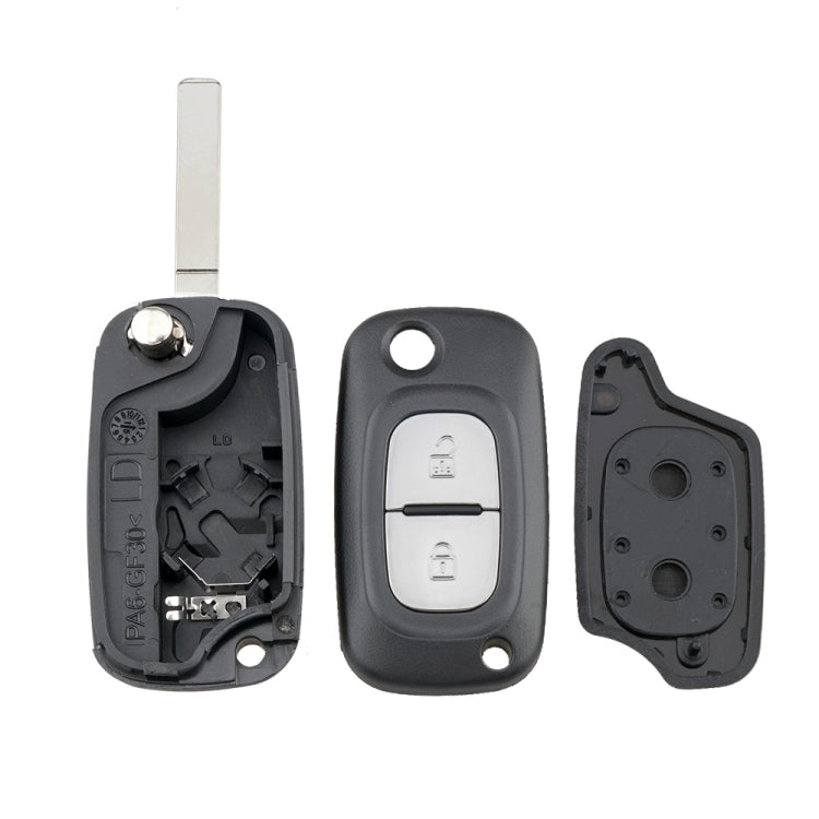 RENAULT key fob case parts set: shell, button insert, and back housing, black