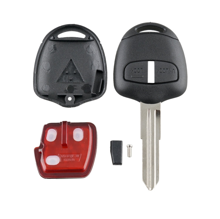 Car key fob remote set with black shell, metal key blade, and red battery cover