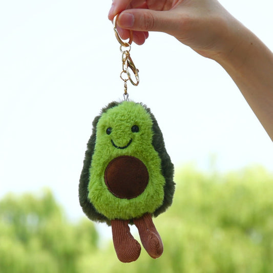 Cute Fruit Jewelry Plush Cartoon Anthropomorphic Avocado Key Ring, Plush Avocado Shape