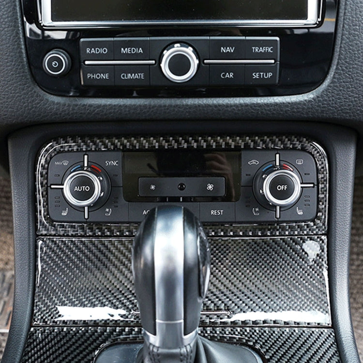 Carbon fiber air conditioning panel trim sticker installed on center console controls