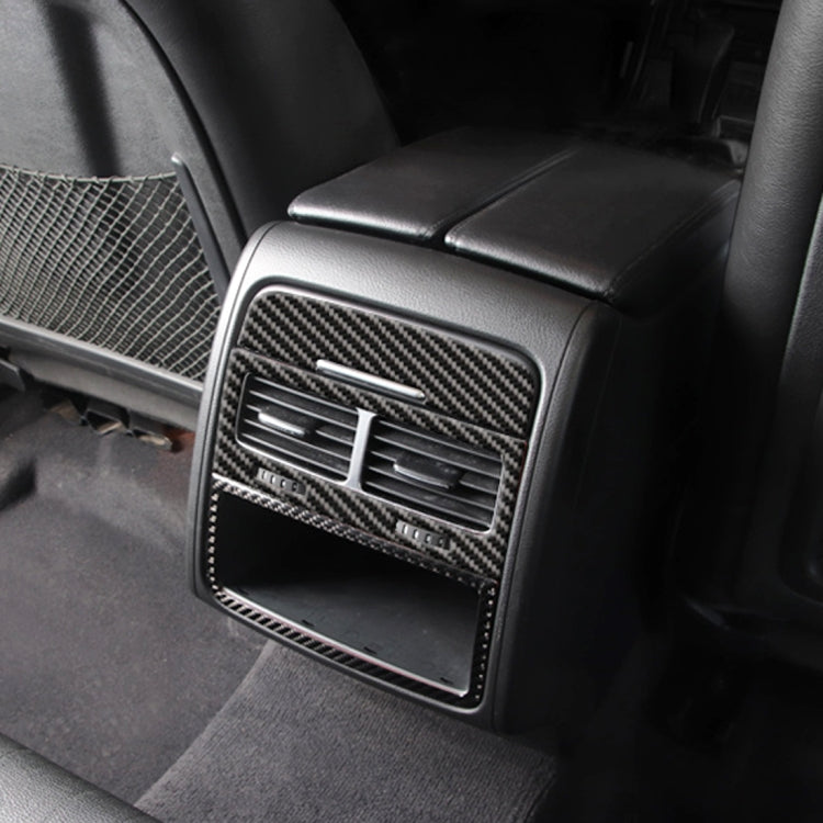 Set of 3 carbon-fiber rear air outlet trim stickers, installed on rear console vent
