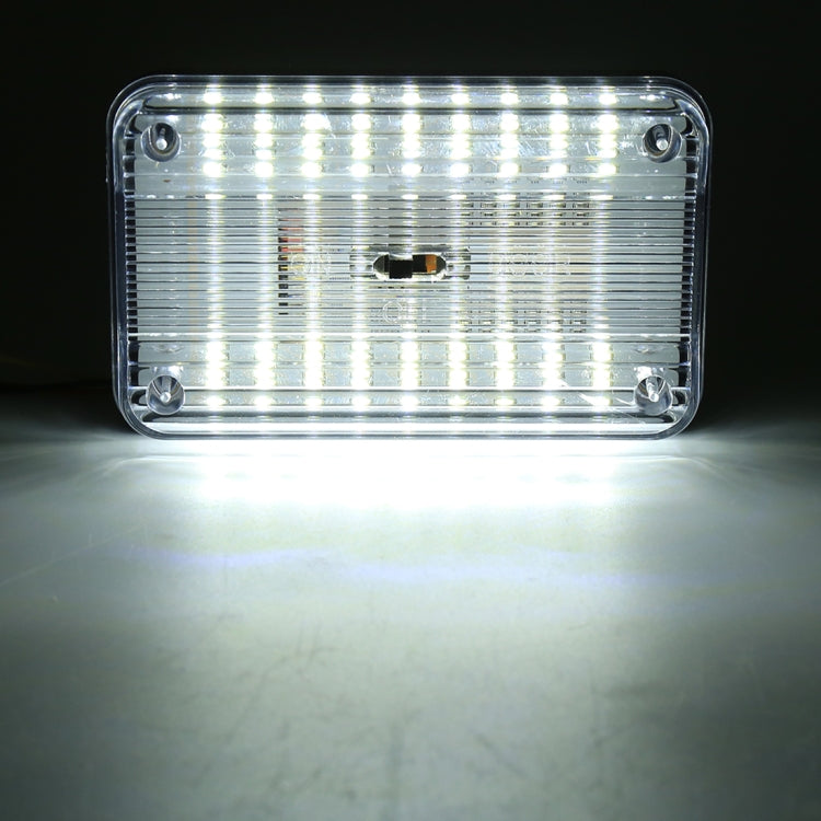 Lit car dome light with bright LED glow through clear rectangular lens