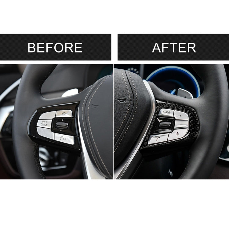 Steering wheel button trim stickers shown in before and after comparison
