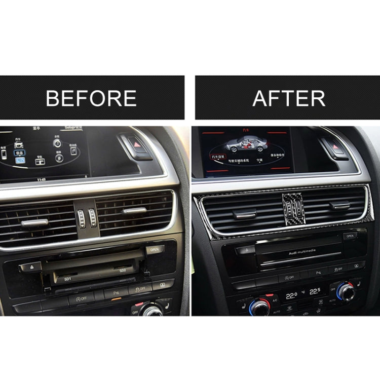 Dashboard vent before/after showing carbon fiber-look air outlet frame sticker