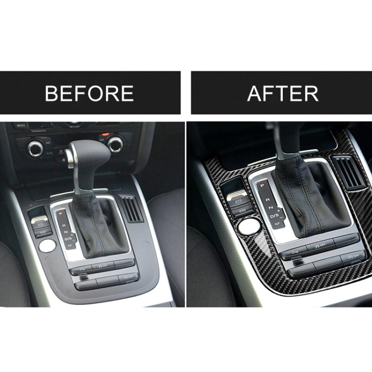 Carbon fiber gear shift surround trim, before and after on center console