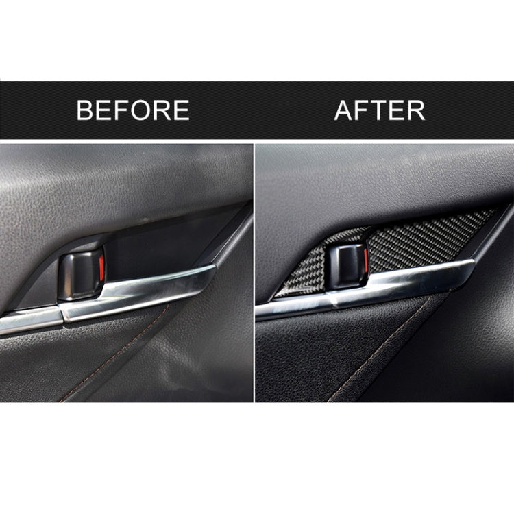 Carbon fiber inner handle wrist panel sticker on car door, black weave finish