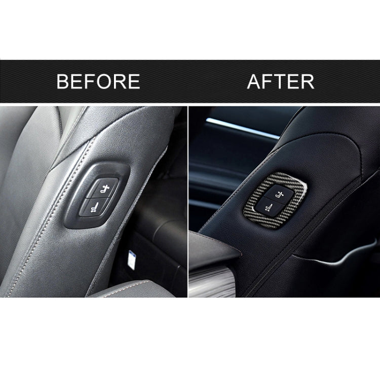 Seat control area with carbon fiber trim sticker on dark upholstery