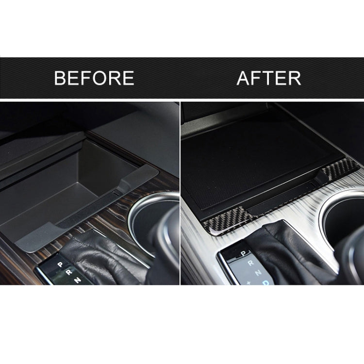Car console storage box frame trim sticker, before-and-after comparison