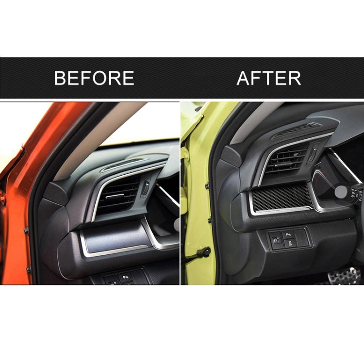 Central control left stripe sticker shown before and after on dashboard trim