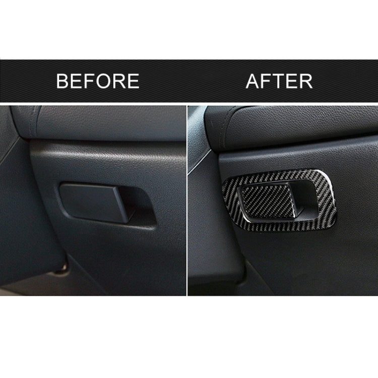 Carbon fiber switch trim cover installed on car interior panel with textured black weave