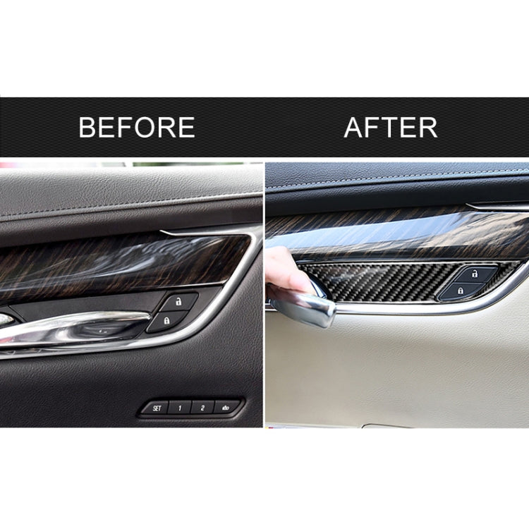 Door inner handle wrist panel sticker with carbon fiber woven pattern installed on door