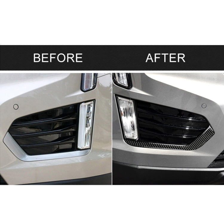 Vehicle view showing carbon fiber front fog light trim with dark weave finish