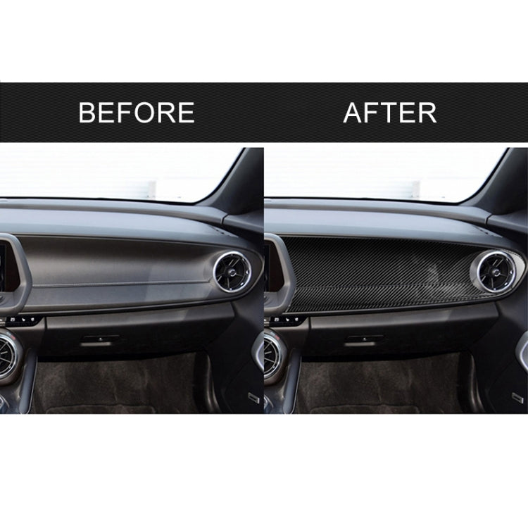 Before and after view of black carbon fiber front passenger central control panel trim