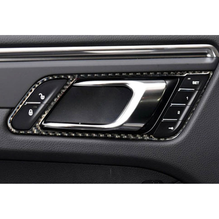Black carbon fiber door handle frame trim sticker on interior door handle control panel