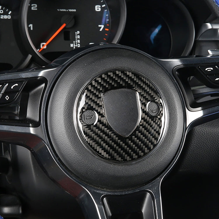 Carbon fiber steering wheel center decorative sticker with triangular cutout