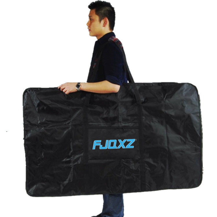 Portable bicycle loading bag, large black fabric with front logo patch and carrying handle