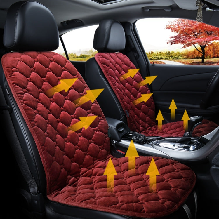 Heated car seat cushion covers, quilted red double-seat set with warming heat indicators