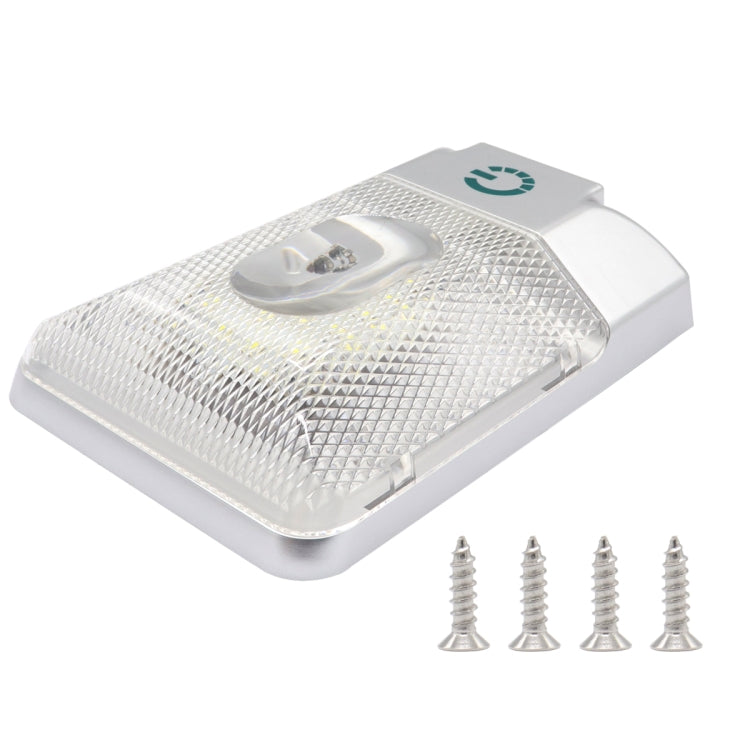 LED dome light with frosted lens, mounting point on top, and included screws