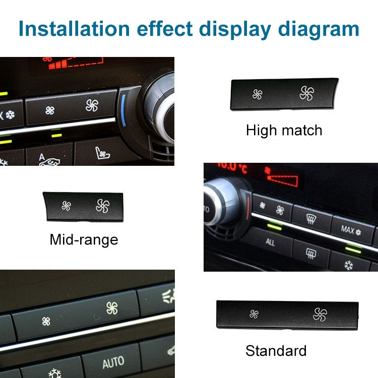 Black air control button panel with ventilation icons for dashboard climate control