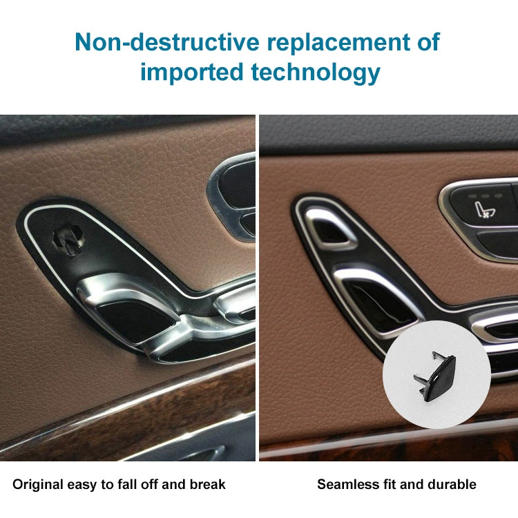 Headrest adjustment switch button on car panel, seamless fit view