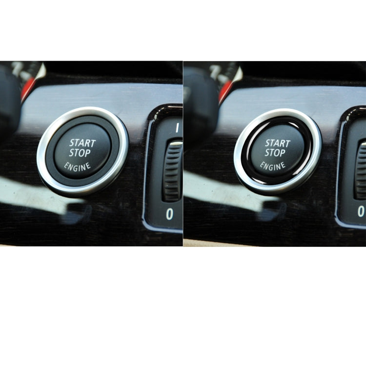 Before-and-after view: chrome-trim one-button start button ring around START STOP ENGINE