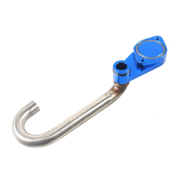 EGR removal kit with silver pipe and blue mounting bracket