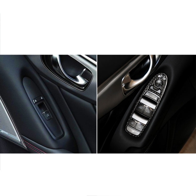 Window switch area before-and-after with carbon-fiber trim sticker installed