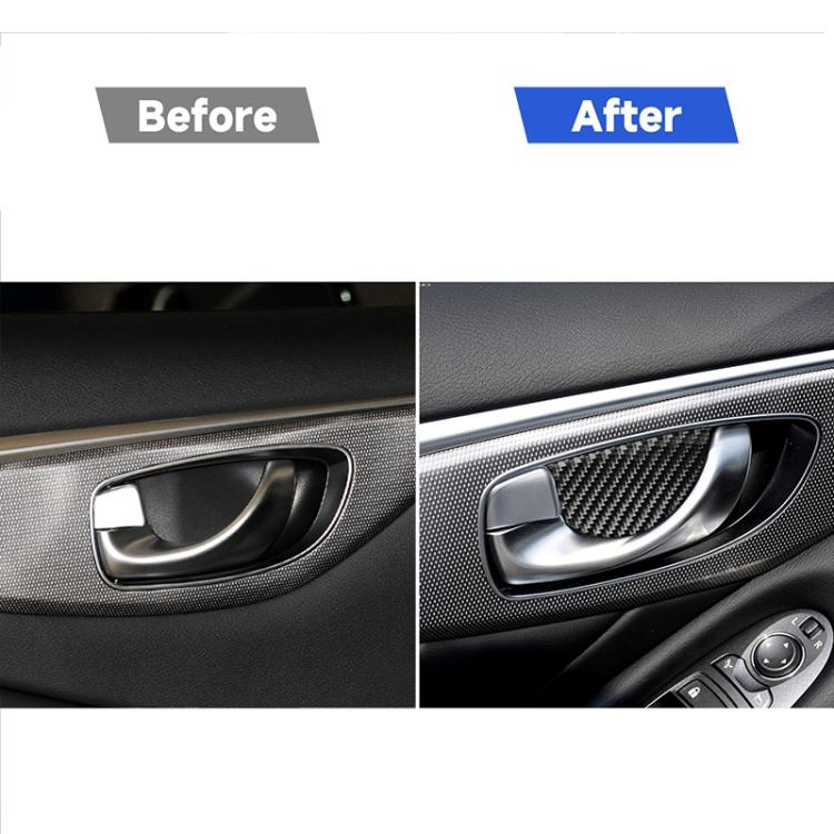 Carbon fiber inner door handle wrist panel sticker, curved trim upgrade