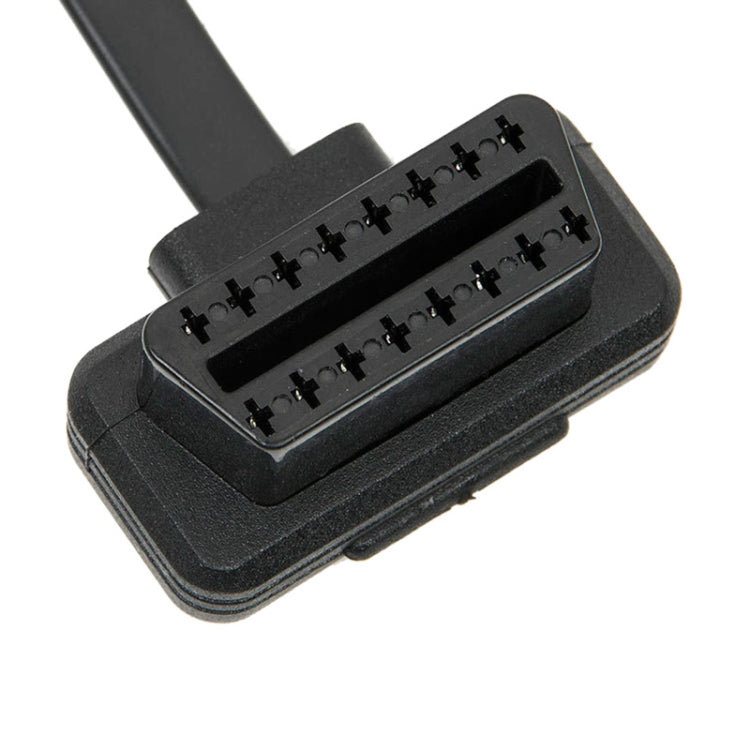 OBD2 16-pin connector plug end with metal pins, black housing
