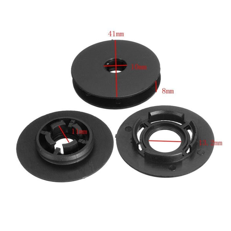 Car carpet mat clip set with measurement diagram, black round holders with base specs