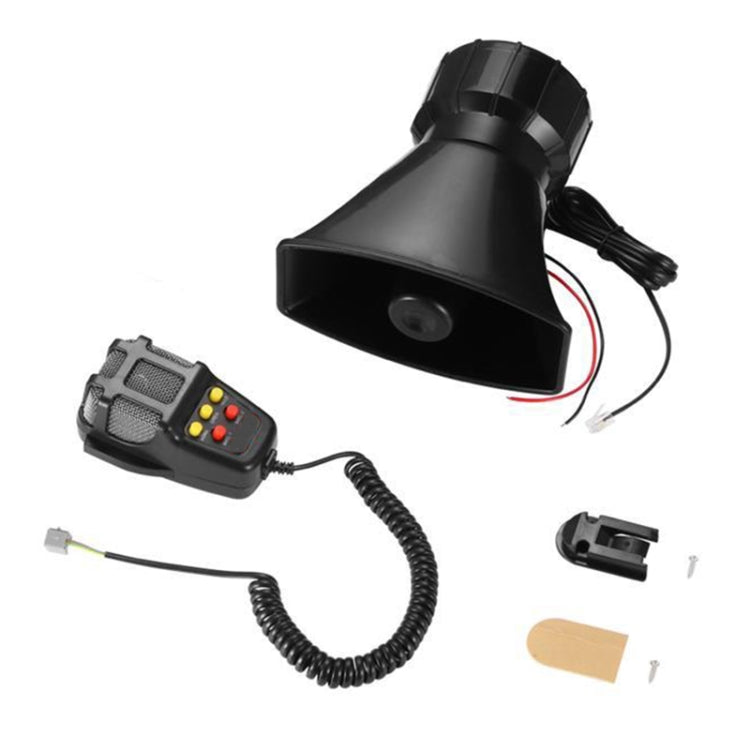 Car air horn siren speaker kit with handheld mic, wiring, mounting bracket, and pad