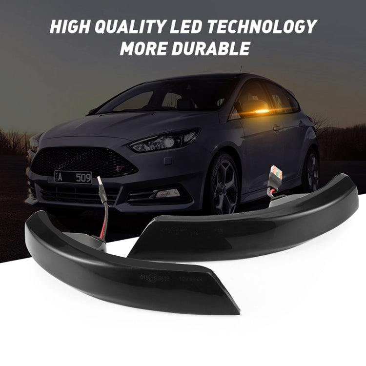 Two black LED dynamic turn signal light housings with amber-lit display