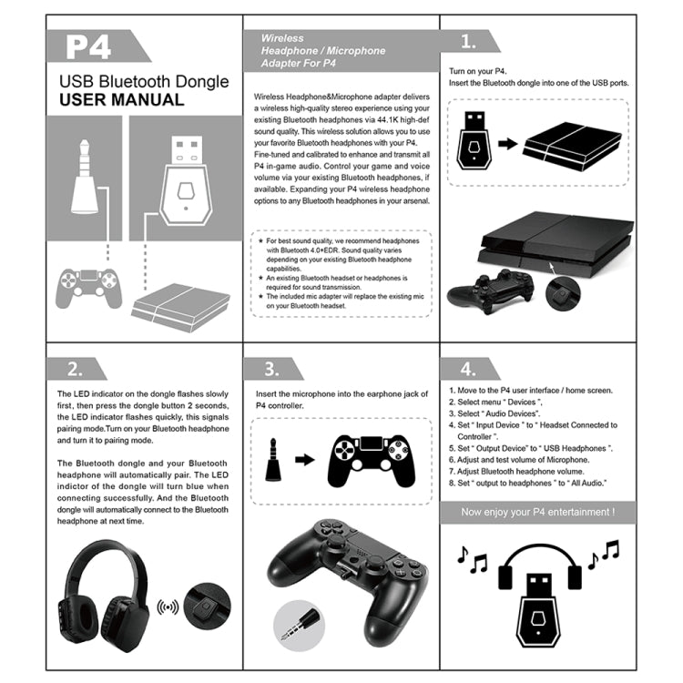 USB Bluetooth dongle user manual with setup steps and connection diagrams