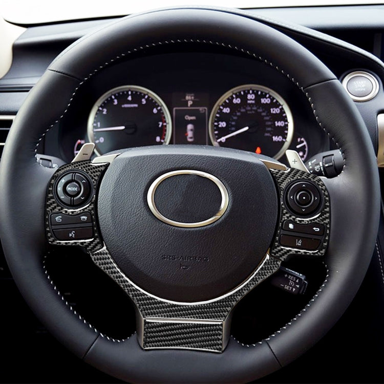 Steering wheel lower center button trim with carbon-fiber decorative sticker