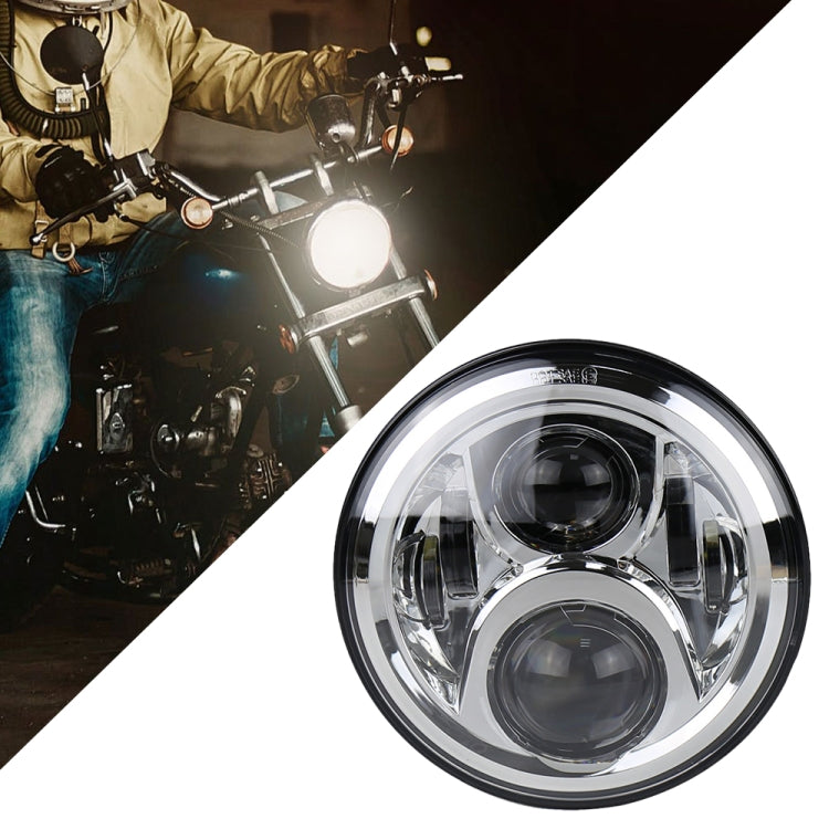 7 inch round LED motorcycle headlight, chrome bezel with clear lens