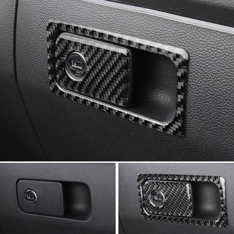 Carbon fiber front seat storage handle trim sticker, rectangular frame installed on dashboard