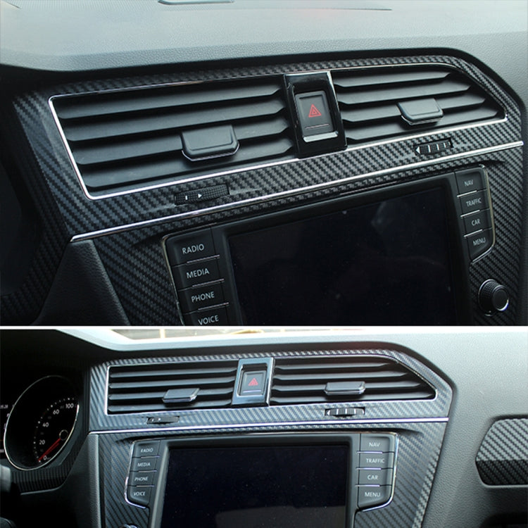 Carbon fiber central air vent frame sticker, black trim for dashboard control panel